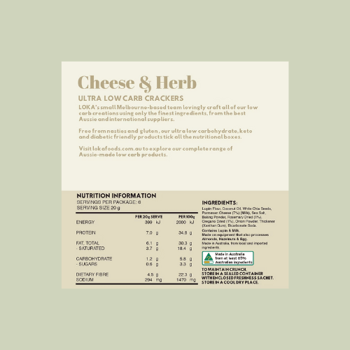 Ultra Low Carb Crackers - Cheese & Herb