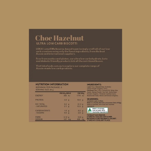 10x Ultra Low Carb Biscotti - Choc Hazelnut