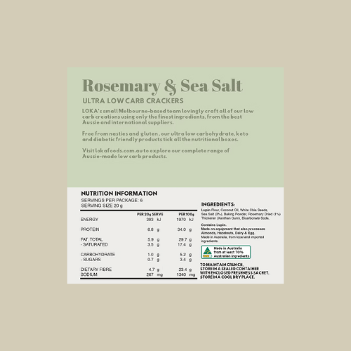 10x Ultra Low Carb Crackers - Rosemary & Sea Salt