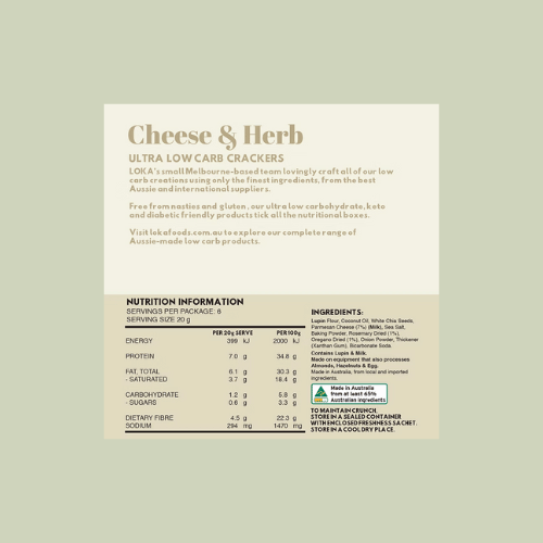 10x Ultra Low Carb Crackers - Cheese & Herb