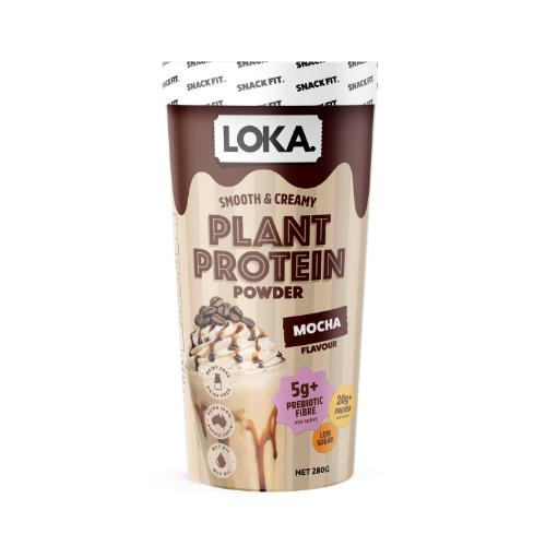 Loka Mocha Protein Powder 280g tub - fibre plant protein supplement