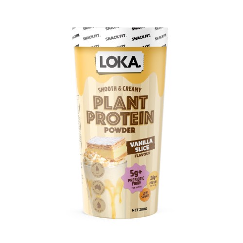 Loka Vanilla Slice Protein Powder 280g tub - fibre plant protein supplement
