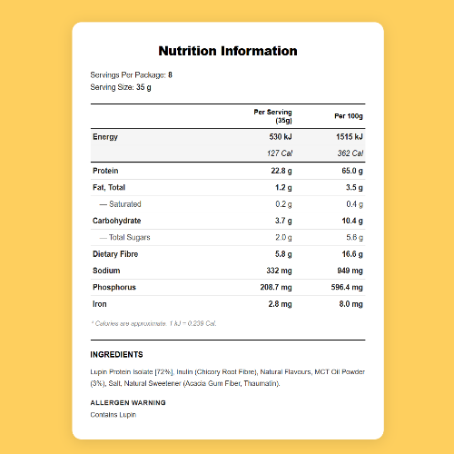 Loka Vanilla Slice Protein Powder nutrition information panel